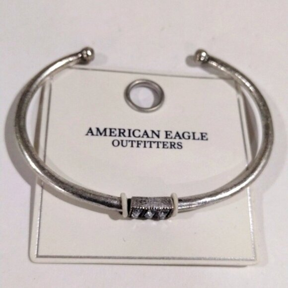 American Eagle Silver-Tone Crystal Cuff Bracelet Stylish Women's Fashion Jewelry - Picture 8 of 8